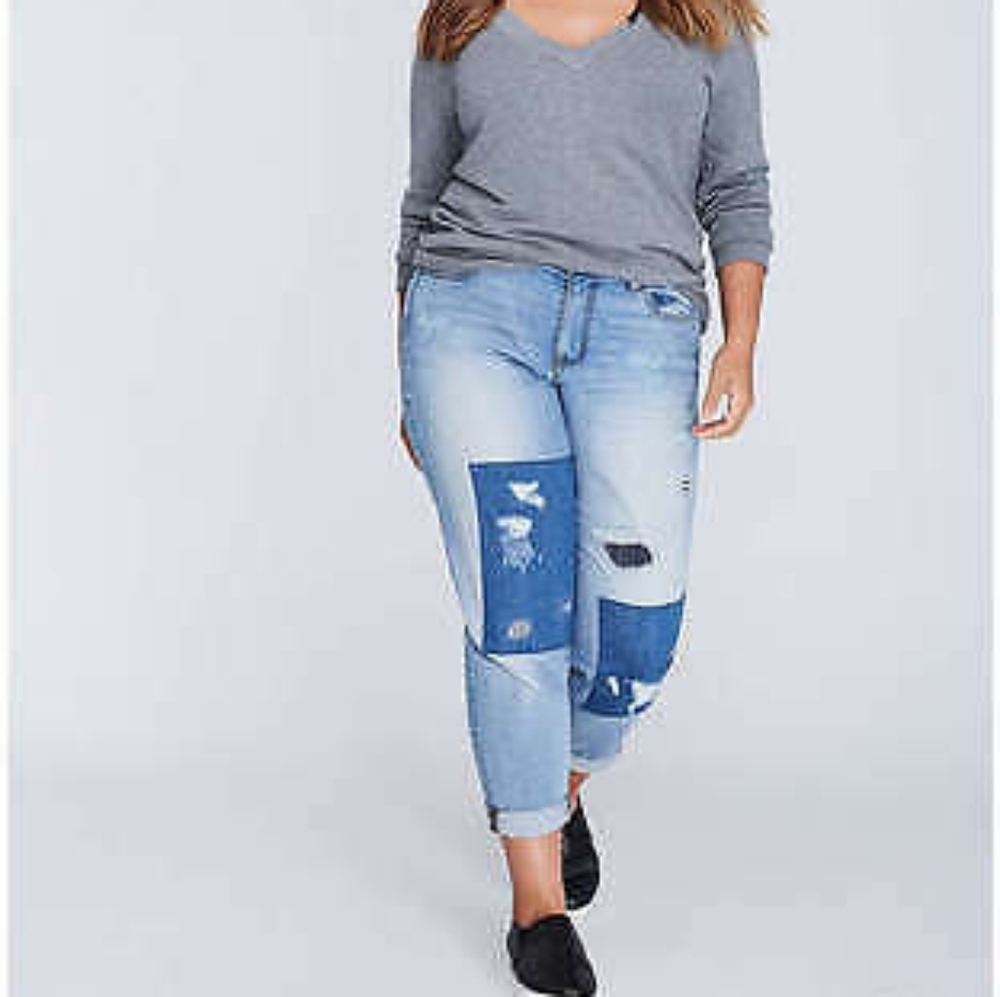 Lane bryant boyfriend patchwork jeans